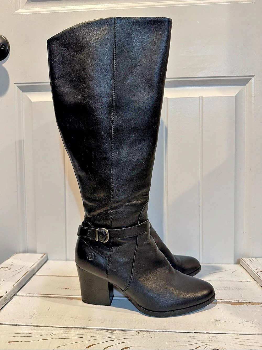 Born Elsa Leather Tall Heeled Boots Black Size 9